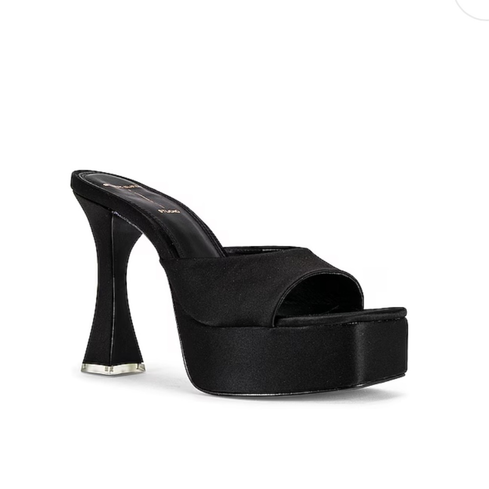 Black Suede Buckle Slip On Flat Mules